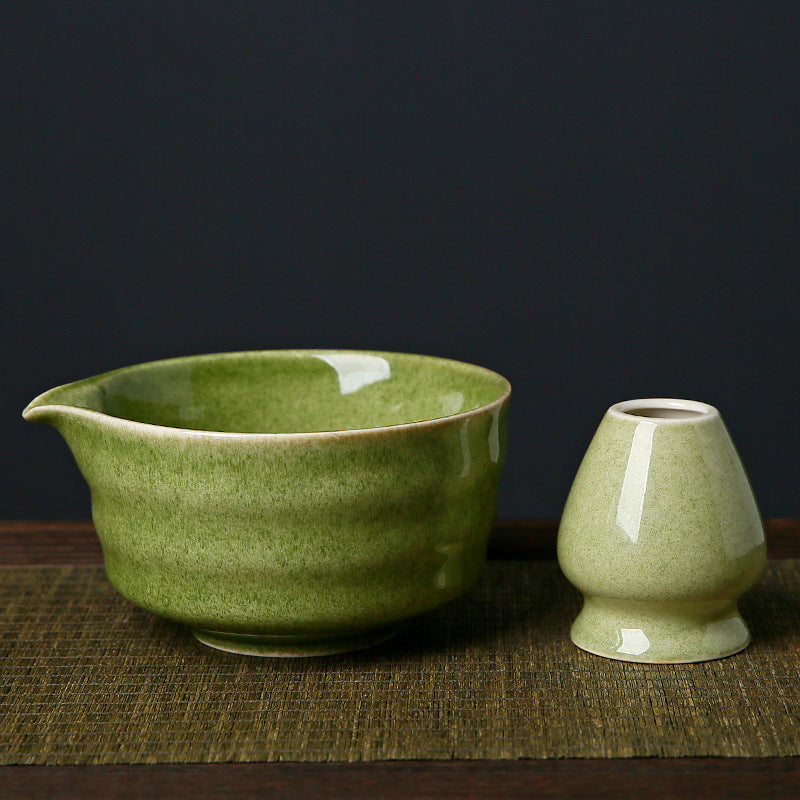 Matcha Bowl and Whisk Stand — Deep Matcha Green