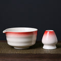 Matcha Bowl and Whisk Stand — Red and White