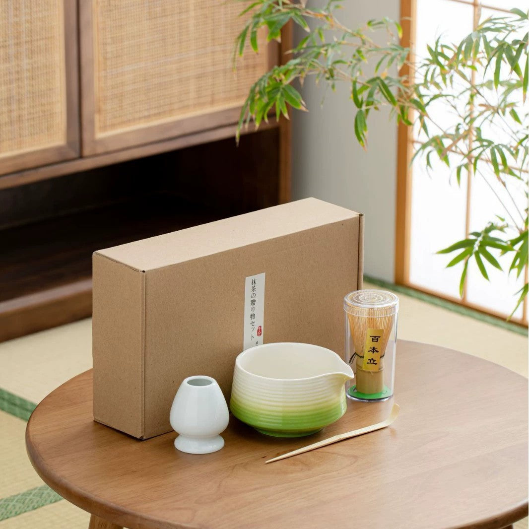 Essentials Matcha Set with Spout — Gradient Green