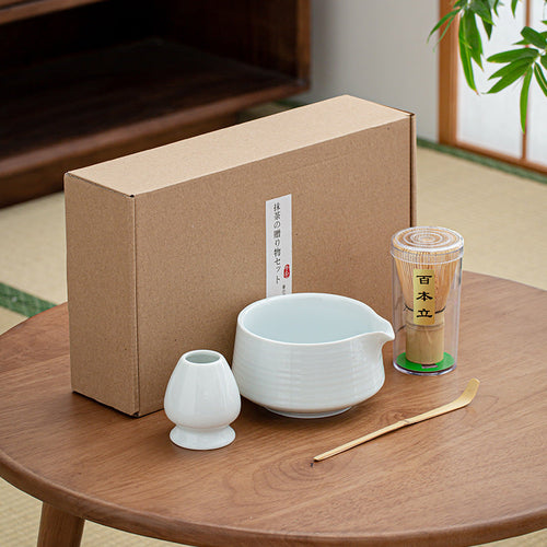 Essentials Matcha Set with Spout — White